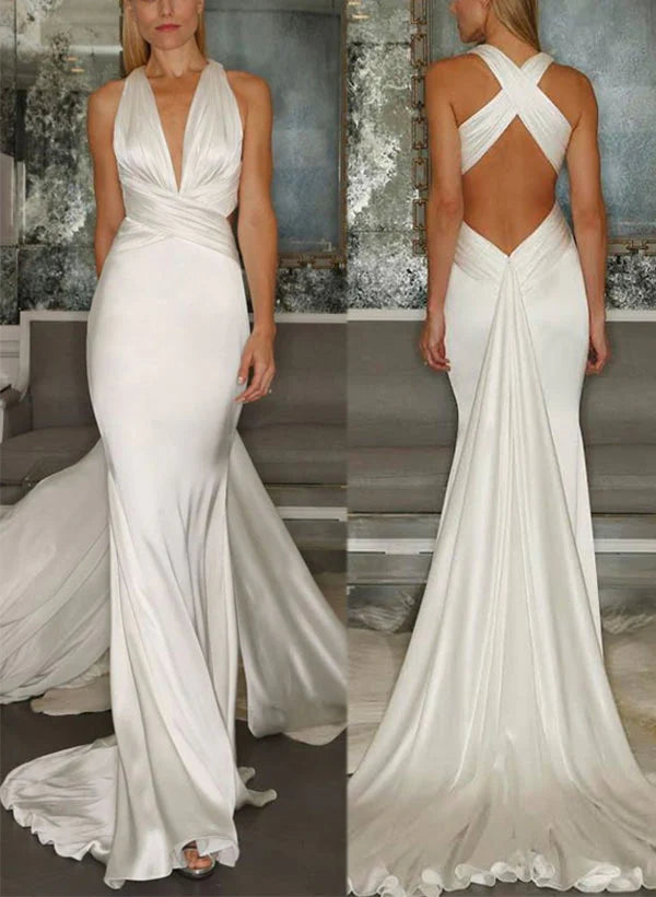 Wholesale Trumpet/Mermaid V-Neck Floor-Length Lace Wedding DressTrumpet/Mermaid V-Neck Floor-Length Wedding Dress